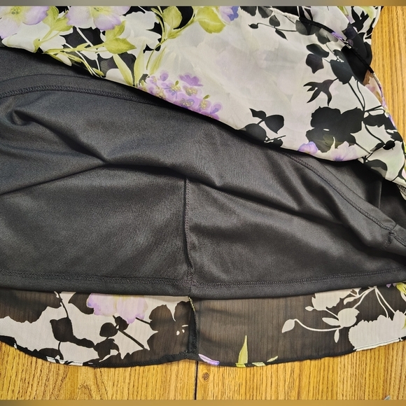 R&K maxi dress floral chiffon a-line size 6, black elegant, stretch. - Picture 13 of 16